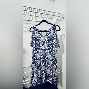 Navy and White Women's Top